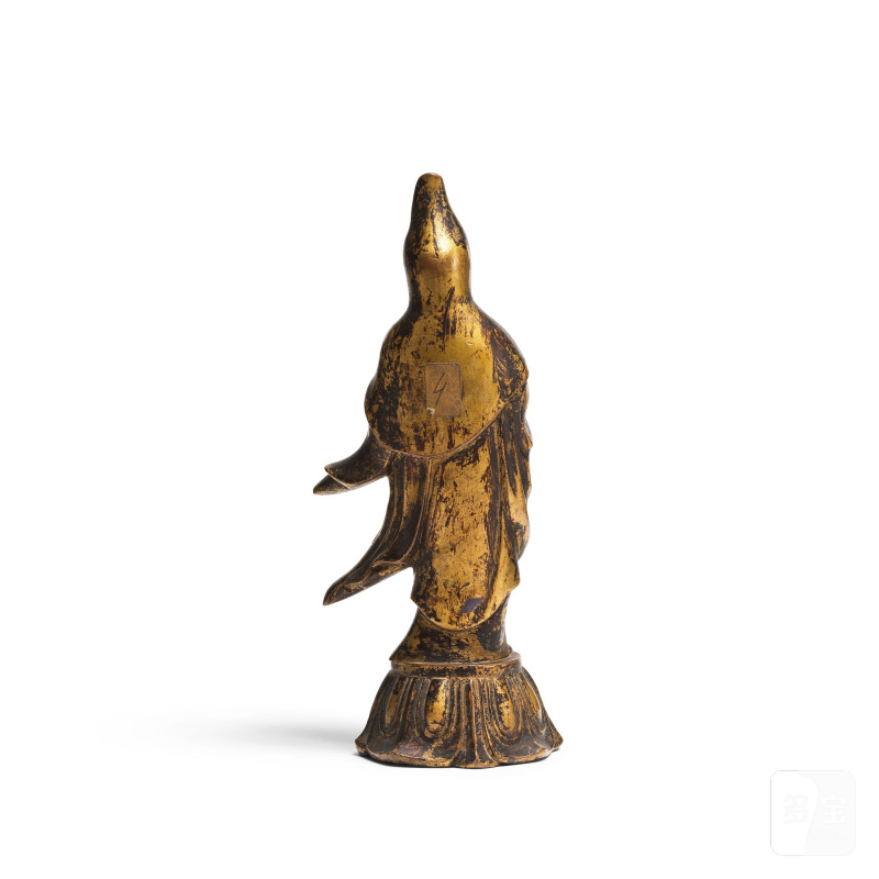 日本 江戶時代 鎏金銅菩薩像 | STATUETTE DE KANNON EN BRONZE DORÉ - 图9